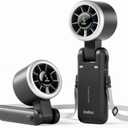 Diveblues Portable Handheld Turbo Fan, 5 Gear Wind, Battery Operated, Up to 12 Working Hours, 3 IN 1 Hand Fan with Air Turbo Tech Cooling Fan for Outdoor Activities, Travel, Working, Obsidian black