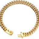 Heavy Duty Dog Chain Collar Stainless Steel 14mm 18K Gold Cuban Link Training Walking Metal Choke Dog Collar Suitable for Small and Medium Dogs [10-26inch] (22inch)