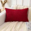 UGASA Christmas Soft Corduroy Decorative Pillow Cover 12x20 Inch Boho Striped Oblong Throw Pillow Cover Modern Home Decor for Sofa Living Room Couch Bed Burgundy, 1 Piece