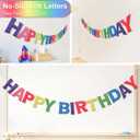 Pre-Strung Happy Birthday Banner & Felt Garland Set - Pastel Birthday Decorations for Women Girls | Reusable Party Supplies for Indoor & Outdoor