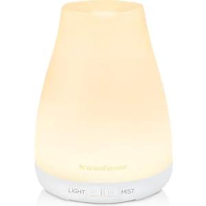 InnoGear Essential Oil Diffuser, Ultrasonic Diffusers for Home Aromatherapy Humidifier for Bedroom Room 7 Colors LED 2 Mist Mode Auto Off, Basic White