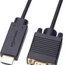 Amazon Basics HDMI to VGA Cable, 1080P, Gold-Plated, 6 feet, Black