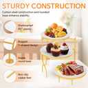 2 Set 3 Tiered Serving Stand with White Porcelain Plate Rotatable Dessert Table Display Set 10'' Round Tiered Serving Trays & Platters for Fruit Cake Cookie Dessert 2 Stand + 6 Plates