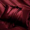 P Pothuiny 6 Pieces Queen Satin Sheets Luxury Silky Burgundy Satin Bedding Sheet Set, 1 Deep Pocket Fitted Sheet + 1 Flat Sheet + 4 Pillow Cases