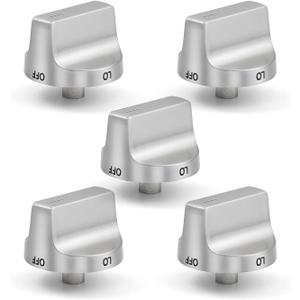 W11159630 Stove Knobs Replacement Parts for Whirlpool Oven Knob Stainless Steel Metal Gas Range Stove Top Knob 5 Burner WFG550S0HZ1 WFG525S0HS0 Cooktop Burner Control Knobs 5 Pcs