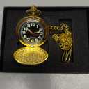 Men's Mechanical Pocket Watch Black Rudder Pattern Double Open Hollow Roman Numerals Pocket Watch