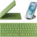 Mini Foldable Bluetooth Keyboard - Portable Wireless Full Size Keyboard (Sync Up to 3 Devices), Ultra-Slim Aluminum Travel Folding Keyboards for iPhone iPad Mac Android Windows iOS (Green)