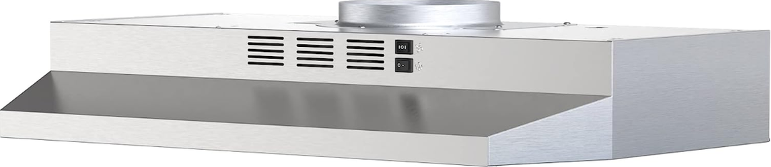 FIREGAS 30 inch Range Hood Under Cabinet, Ducted/Ductless Convertible Stainless Steel Kitchen Range Hood with Rocker Button Control, 2 Speed Exhaust Fan, 300 CFM Aluminum Filter Included