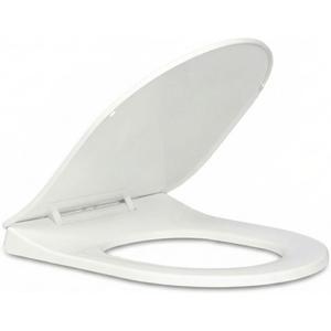 Soft Close D-Shape Toilet Seat, Durable Thermoplastic Toilet Seat Cover with Quick Release Hinges, Easy Installation, Anti-Slip Bumpers, Fits Most Standard US D-Shape Toilets, White