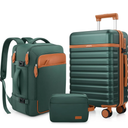 Luggage Sets 3 Piece, Carry On Luggage 20In With Spinner Wheels,PC Hardside Suitcase Set with TSA Lock,Durable Carry On Suitcase With Travel Backpack for Men (Green, 3 piece set (20inch))