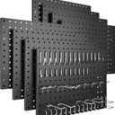 Spampur Peg Board, 8 Pack Metal Pegboard Panels with 50 Hooks, Black Pegboards Wall Organizer, Heavy Duty Peg Board for Walls Home, Garage Tool Storage, Office Organization, Craft Room, Kitchen (16x12"- 8 Pcs)