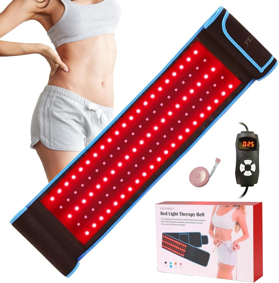 Red Light Therapy Infrared Light Therapy Wrap Belt Wearable Large Pad for Body Waist Back Shoulder Leg Knee, LED 660nm&850nm Red Light Belt Device with Timer Remote Controller, Ideal Gift, L