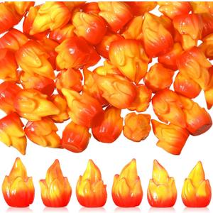 Thyle 100 Pcs Mini Resin Fire Miniature Flame Figurines Christmas Tiny Fake Fire Campfire Model Gift Micro Town Accessories for Xmas Small Village Accessories DIY Scene Garden Home Landscape Decor