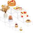Geelin 8 Pack Acrylic Cube Risers Acrylic Boxes for Food Display Decorative Stands with Hollow Bottoms for Jewelry Food Buffet Risers Display Candy Table Decor, 8 Sizes(Clear)