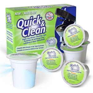 Quick & Clean [6-Pack] Keurig Cleaning Pods - K Cup Cleaner Pod For Keurig - 2.0 Coffee Machine Compatible, Removes Stains, Non-Toxic and Eco-Friendly
