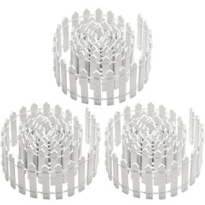 3 PCS 35 Inch Mini Christmas Garden Fence, White Miniature Fairy Garden Fence Mini Wood Picket Ornament Fence for Dollhouse Village Landscape Home Garden Plant, DIY