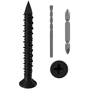 WenSilon(100 PCS) 1/4" x2-1/4 Black Concrete Screw Anchor Black Flat Head for Anchoring to Masonry, Block or Brick Stucco