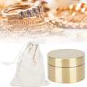 Alvinlite Portable Daily Pill Case, Brass Round Small Pill Box, Waterproof Metal Jewelry Pill Organizer Medicine Vitamin Holder Container with Lid for Outdoor Travel Working(M)