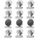 Grtard 12Pack Magnetic Clips Heavy Duty, Magnet Clips for Fridge, Refrigerator Magnets with Clips, No-Scratch Strong Magnetic Clips Display Paper Fasteners on Home& Office& Teaching (White)