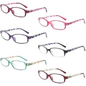 IVNUOYI 6 Pack Reading Glasses Blue Light Blocking,Fashion Ladies Spring Hinge Readers with Pattern Print,Anti Glare UV Eyeglasses for Women 1.75
