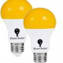 2 Pack LED Dusk to Dawn A19 Bug Light Bulbs, Yellow Amber Light With Automatic Sensor, Porch Lights Security, Auto On/Off, 2000K E26, 500 Lumens