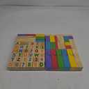 Alphabet Number Wooden Building Blocks Set -100 Blocks in 5 Water Paint Colors and 7 Shapes. Preschool Montessori Kids Baby Toys. Stacking Learning Toys for Toddlers. Age 18 Months +