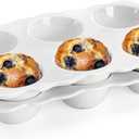 Hiceeden 2 Pack Ceramic Muffin Pans, 6 Cups Non-stick Muffin Tin Cupcake Baking Pans with Handles for Muffin Cakes, Egg Tarts, Mousse, Pot Pie, Jelly
