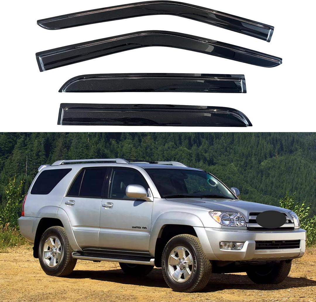 KPY Rain Guard Compatible with Toyota 4Runner 2003-2009, 4PC Window Visor Side Window Vent Deflectors Tape-On Mugen Style, 2003 2004 2005 2006 2007 2008 2009
