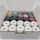 DOUBLELIN MPM-40S2 Prewound Bobbins, Size M, 13 Colors, 75 pcs | 13-color Size M plastic-sided, 40S/2 #60/34WT thread for color-match quilting; Compatible with Handi Quilter, Gammill, APQS