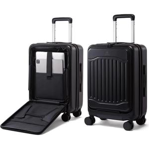 LOVEVOOK Carry on Luggage, PC Hard Shell Suitcases with wheels, 20-Inch Carry On Luggage with USB Port, Lightweight 6.9lb, Fits 15.6", 45L Capacity for Travel & Business1PC (Black)