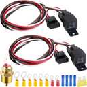 2 PCS Electric Fan Relay Kit, Dual Electric Fan Relay Kit, 185 Degree on 175 Thermostat Switch 40A Relays, 12V Cooling Radiator Fan Relays Wiring Kits for Replacing Faulty Wiring, Truck Engine Cooling