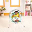 Bright Starts Wild Wonders Vibrating Baby Bouncer, Removable Toy Bar with 2 Toys, Nonslip Feet, 0-6 Months Up to 20 lbs