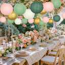 Paper Lanterns Decorative, Hanging Paper Lantern Decorations for Valentines Day Decorations Graduation Wedding St. Patrick's Day Neutral Baby Shower Home Decor Sage Green/Pink/Gold 21pcs