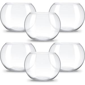Clear Bowl Glass Vase Bubble Glass Round Vase Clear Bubble Planter Terrarium Fish Bowl Vase for Wedding Event Home Decor Flowers Fish(6 Pcs,4.5 x 3.7 x 5.9 Inch)