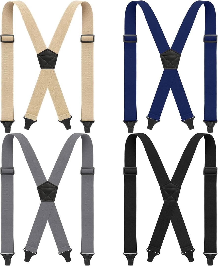 Sintege 4 Pcs X Back Hidden Suspenders 1.5 Inch Heavy Duty Hiking Suspenders for Men Adjustable Under Clothing Invisible Belt