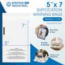 Spartan Industrial - 5 X 7 (1000 Count) Self Seal Clear Poly Bags with Suffocation Warning for Packaging, T Shirts - Permanent Adhesive
