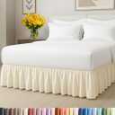 Bedskirt Queen Size Ruffle - 15 inch Drop Dust Ruffle Bed Skirt with Platform - Ultra-Soft, Easy Fit, Premium Hotel Quality - Wrinkle and Fade Resistant - for Women, Men, Kids and Teens - Off White