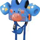 MoKo Toddler Swim Vest for Kids, Swim Arm Floaties 15-30 lbs Cartoon Swimming Water Wings with Crotch Strap, Pool Float Vests Sleeves Shoulder Straps Arm Band for Children, Blue Crab