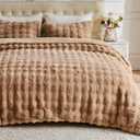 Lotus Karen Fluffy Comforter Cover Set-Rabbit Fluff Faux Fur Duvet Cover King Size,Coffee Plush Fuzzy Furry Bedding Sets 3Pieces(1 Duvet Cover & 2 Pillow Shams),Zipper Closure
