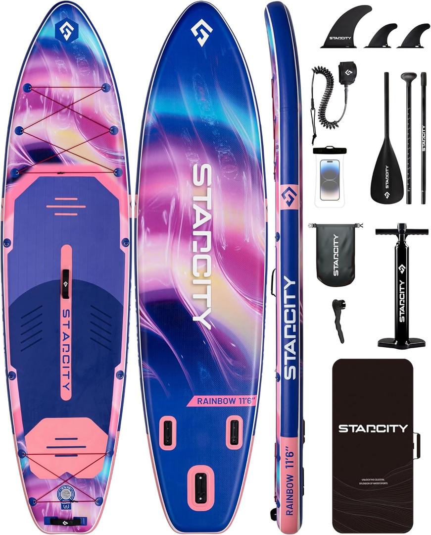 Starcity 11'6"x35"x6" Inflatable Stand Up Paddle Board, Extra Wide SUP Board for Stable Lake Paddling, 450 Pound Capacity Paddle Board for Beginners