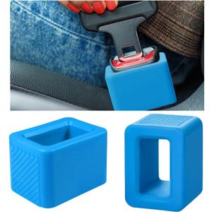 Ohleats 2 PCS Seat Belt Buckle Holder, Silicone Buckle Booster Raises Your Seat Belt for Easy Access, Buckle Cover Makes Receptacle Upright Buckling, Car Accessories for Kids (Blue)