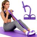 Pedal Resistance Band with Handle,Aturien 6-Tube Elastic Yoga Pedal Puller Exercise Bands,Multifunctional Stretch Bands for Exercise,Home Workout Equipment for Legs Arms Abs,Purple