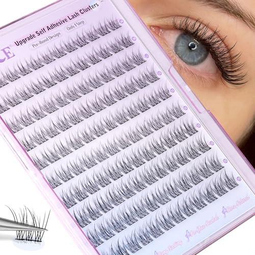 ALICE Self Adhesive Eyelashes Natural Self Adhesive Lash Clusters No Glue Needed Wispy Reusable Press on Lashes Pre-Glue 10-12mm 120pcs DIY Eyelash Extensions(2 PCs)
