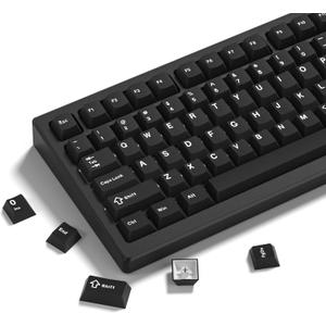 Womier Double Shot PBT Keycaps Set 138 Keys, Cherry Profile Custom Keycaps 60 65 75 100 Percent for 61/64/68/84/87/100/104/108 Retro Gaming Mechanical Keyboard, Black