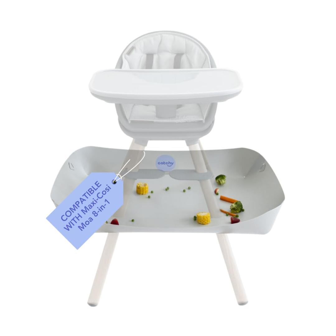 CATCHY - Food Catcher - Compatible with Maxi-COSI Moa 8-in-1 High Chair + 11 Other High Chairs - Highchair Sold Separately - Baby & Toddler Food & Mess Catcher - Under High Chair Accessory (White)