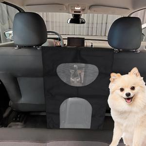 Dog Car Net Barrier, with Adjustable Rope and Hook, Pet Barrier Backseat Dog Car Net, for SUV Pickup, Dog Car Net Barrier, Black, 25x17