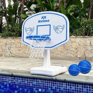 Pool Basketball Hoop, Oversized Poolside Basketball Hoop for Swimming Pool Basketball Game, 34"x34"x42.2" Water Basketball Hoops with Lengthen Base/ 2 Balls/Pump, Made for Teens, Adults