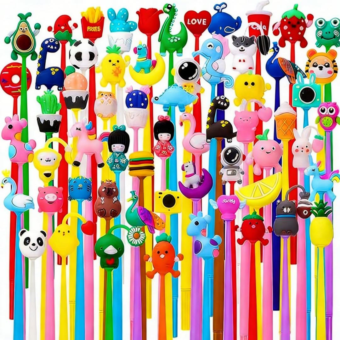 BESARME 60 PCS Fun Pens for Adults, Stress Relief Cute Pens Prizes Classroom Prizes Party Favors Birthday Gifts