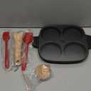 Fried Egg Pan, Egg Frying Pan with Lid Nonstick 4 Cups Pancake Pan Aluminium Alloy Cooker for Breakfast, Induction Compatible Black