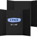 2 Pack 36" x 48" Trifold Poster Board for Presentation, Black Corrugated Cardboard Large Tri Fold Poster Board for Science Fair, Office or School Projects, Photo Displays, Exhibitions Event